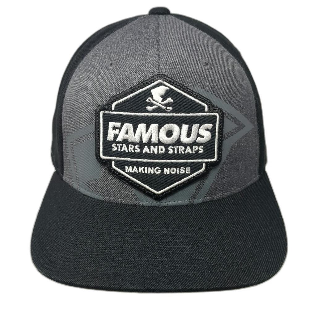 Famous Stars and Straps Baseball Cap Black 7 5/8 Fitted Making Noise Patch